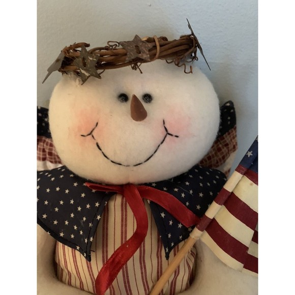 Snow Angel Plush Halo Wings US Flag Patriotic Red White Blue Terry’s Village 14" - Picture 2 of 12